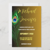 エレガント孔雀フェザー&バラカスタムウェディング 招待状 (裏面)