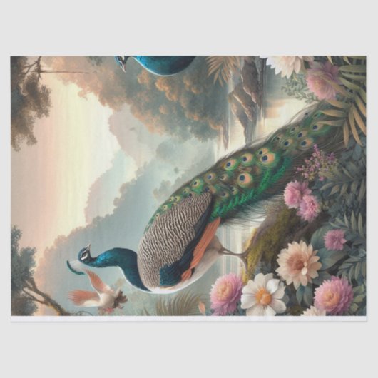 エレガント孔雀フローラデクページティッシュペーパー 薄葉紙 (正面)