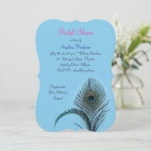 エレガント孔雀ブライダルシャワー(ターコイズ) 招待状 (スタンド正面)