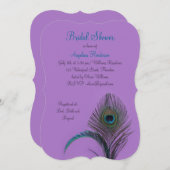 エレガント孔雀ブライダルシャワー（紫） 招待状 (正面/裏面)