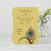 エレガント孔雀ブライダルシャワー（黄色） 招待状 (スタンド正面)