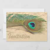 エレガント孔雀ブルー結婚式招待状 招待状 (正面)