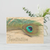 エレガント孔雀ブルー結婚式招待状 招待状 (スタンド正面)