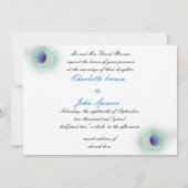 エレガント孔雀ブルー結婚式招待状 招待状 (裏面)