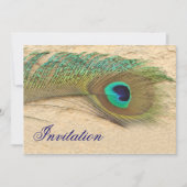 エレガント孔雀ブルー結婚式招待状 招待状 (正面)