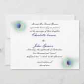 エレガント孔雀ブルー結婚式招待状 招待状 (裏面)