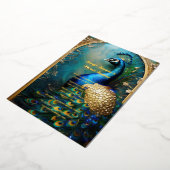 エレガント孔雀金ゴールドフォイルヴィンテージインディアン 箔招待状 (回転した状態)