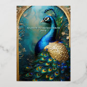 エレガント孔雀金ゴールドフォイルヴィンテージインディアン 箔招待状 (裏面)