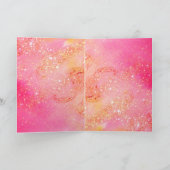 エレガント孔雀、宝石の石、赤い弓、バレンタインデー シーズンカード (内部)