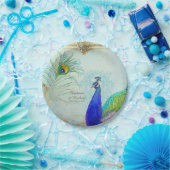 エレガント孔雀w羽毛ヴィンテージウェディング ペーパープレート (パーティー)