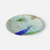 エレガント孔雀w羽毛ヴィンテージウェディング ペーパープレート (アングル)