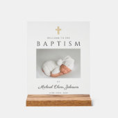 エレガント宗教十字写真少年バプテスマ歓迎 アクリルサイン (正面)