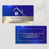 エレガント実在エステートブローカーハウス金ゴールド 名刺 (正面/裏面)