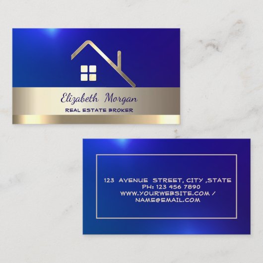 エレガント実在エステートブローカーハウス金ゴールド 名刺 (正面/裏面)