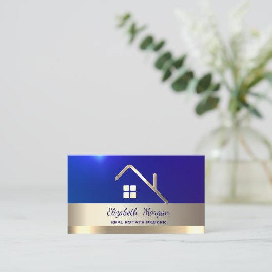 エレガント実在エステートブローカーハウス金ゴールド 名刺 (スタンド正面)
