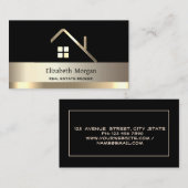 エレガント実在エステート・ブローカーハウス金ゴールドルーフブラック 名刺 (正面/裏面)