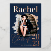 エレガント実在バラ金ゴールド区分 箔招待状 (正面)