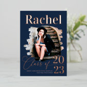 エレガント実在バラ金ゴールド区分 箔招待状 (立ち正面)