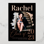 エレガント実在バラ金ゴールド区分 箔招待状 (正面)