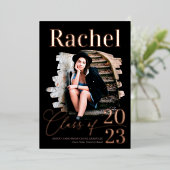 エレガント実在バラ金ゴールド区分 箔招待状 (立ち正面)