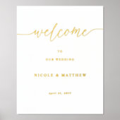 エレガント実在ホイルの結婚歓迎の垂直記号 箔ポスター (正面)