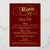 エレガント実在ホイル押し結婚のメニューカード 箔招待状 (正面)