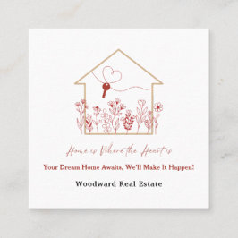 エレガント実在モダン不動産仲介業者エステートスローガンのロゴ スクエア名刺