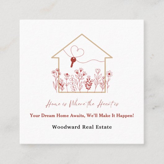 エレガント実在モダン不動産仲介業者エステートスローガンのロゴ スクエア名刺 (正面)