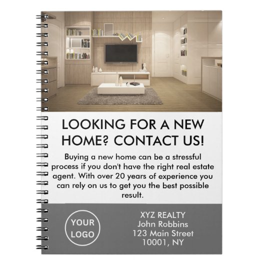 エレガント実在不動産代理店促進カスタム ノートブック (正面)