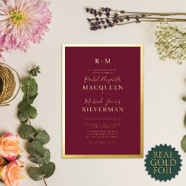 エレガント実在縁ど金ゴールド厚いバグンディ結婚の厚さ 箔招待状