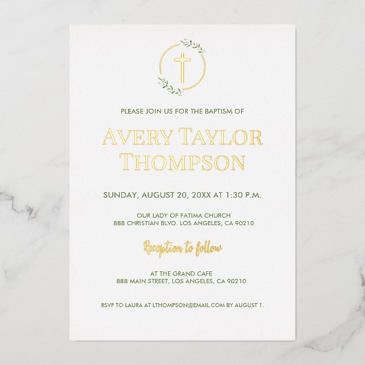 エレガント実在金ゴールドクロス水色ローレルバプテスマ 箔シーズンカード (正面)