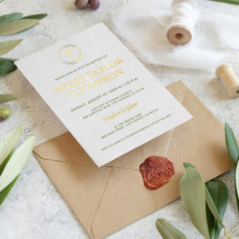 エレガント実在金ゴールドクロス水色ローレルバプテスマ 箔シーズンカード