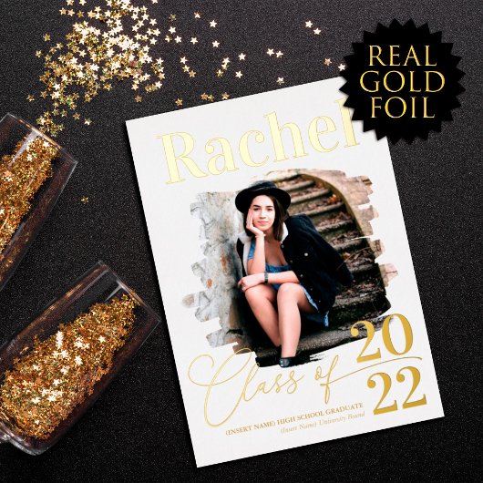 エレガント実在金ゴールドタイポグラフィ区分 箔招待状