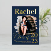 エレガント実在金ゴールドタイポグラフィ区分 箔招待状 (立ち正面)