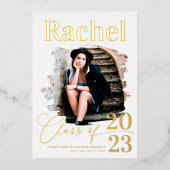 エレガント実在金ゴールドタイポグラフィ区分 箔招待状 (正面)