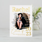 エレガント実在金ゴールドタイポグラフィ区分 箔招待状 (立ち正面)