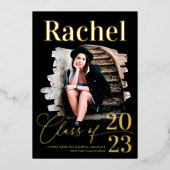 エレガント実在金ゴールドタイポグラフィ区分 箔招待状 (正面)