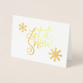 エレガント実在金ゴールド箔で雪のクリスマス 箔カード (正面)