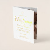 エレガント実在金ゴールド金属箔ベビー《キリスト教》洗礼式や命名式 箔カード (正面)