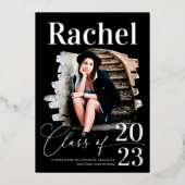 エレガント実在銀タイポグラフィ科 箔招待状 (正面)