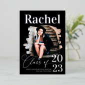 エレガント実在銀タイポグラフィ科 箔招待状 (立ち正面)