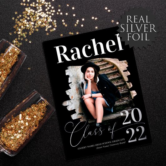 エレガント実在銀タイポグラフィ科 箔招待状