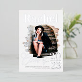 エレガント実在銀タイポグラフィ科 箔招待状 (立ち正面)