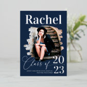 エレガント実在銀タイポグラフィ科 箔招待状 (立ち正面)