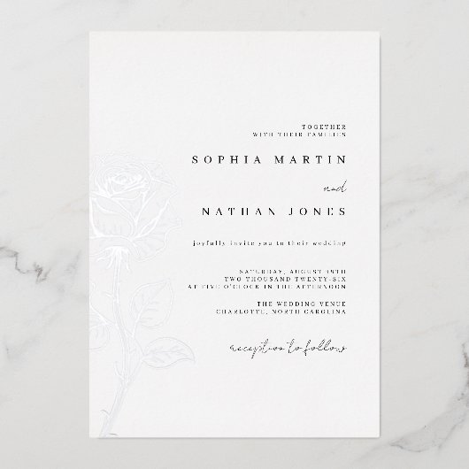 エレガント実在銀結婚箔 箔招待状 (正面)