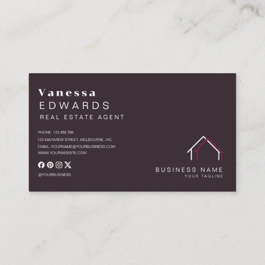 エレガント実在Estate Agent写真 名刺 (裏面)