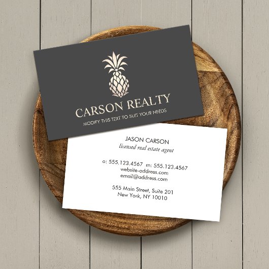 エレガント実在Estate Pineappleロゴ 名刺