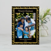 エレガント家族モダン写真クリスマスブラック&金ゴールド 箔シーズンカード (立ち正面)