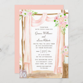 エレガント屋外の水色ピンクのフローラ結婚ズ 招待状