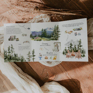 エレガント山ライ結婚ニエ 三つ折り招待状